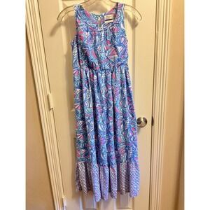 Lilly Pulitzer x Target My Fans‎ Maxi Dress Girls Large Blue Pink